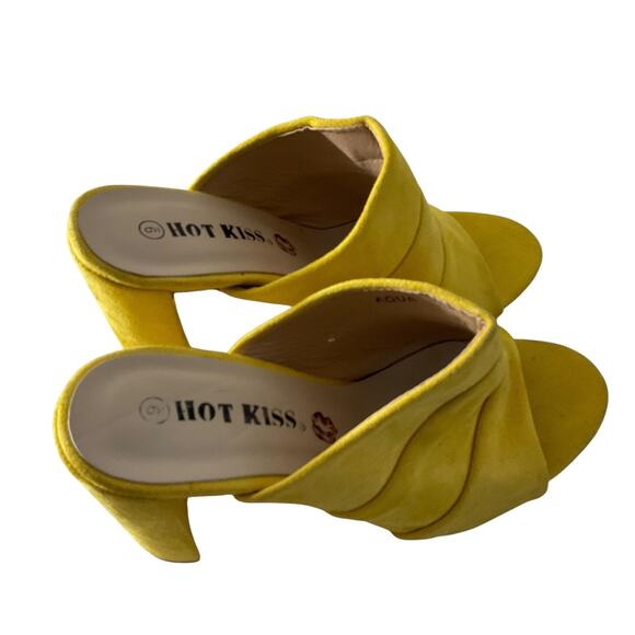 Hot Kiss Womens Size 9 Block High Heel Shoes Suede Slide Mule Open Toe Sandals - Picture 5 of 8
